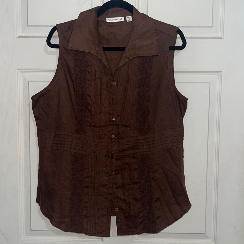 Coldwater Creek Chocolate Sleeveless Blouse